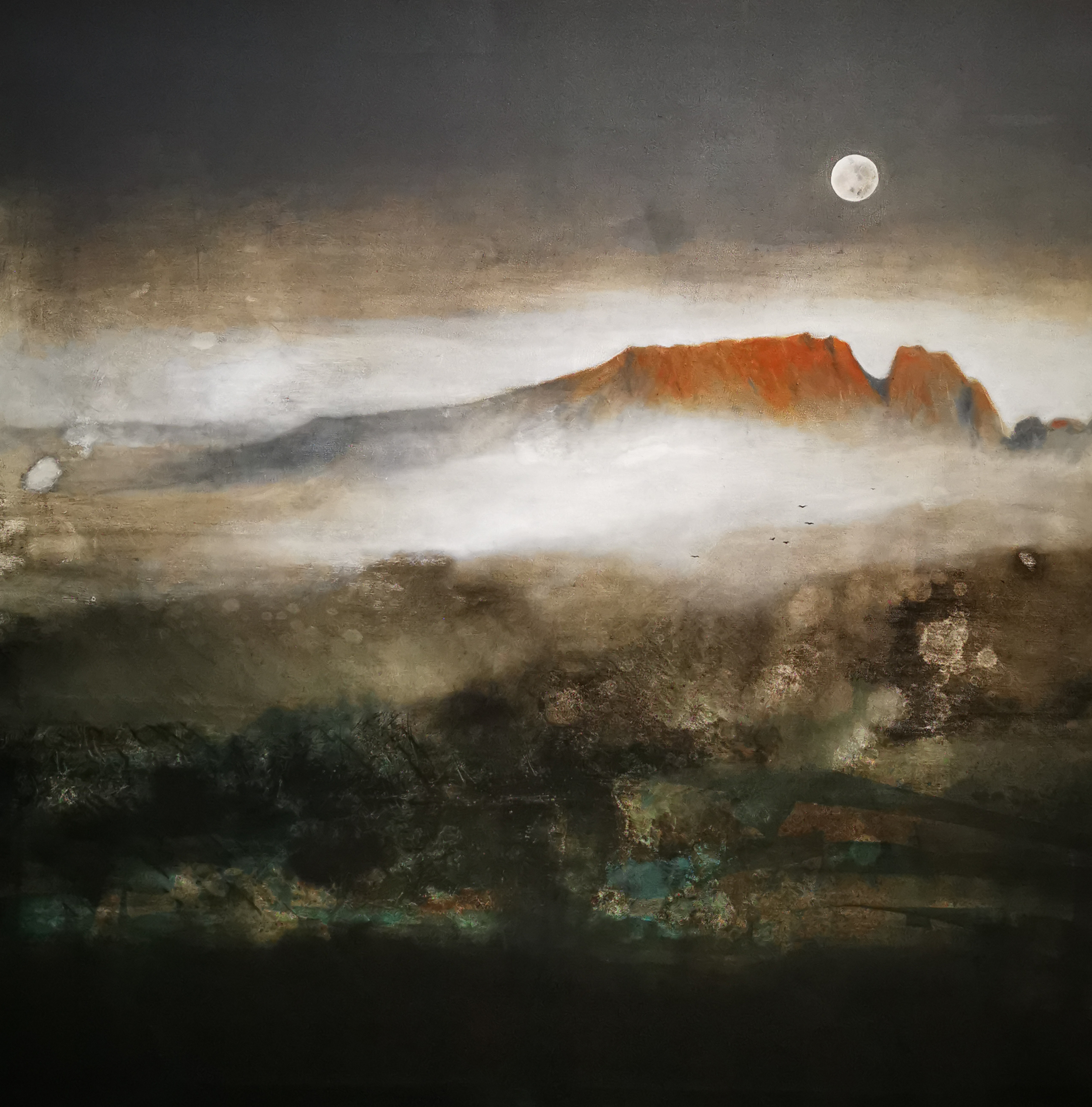"Śpiący Rycerz". Olej na pł&oacute;tnie 100x100cm. Sprzedany.